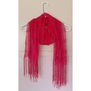 Hot Pink Open Weave Scarf